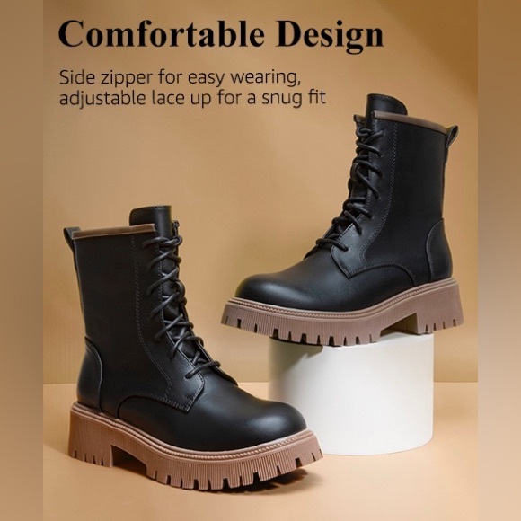Chunky Lug Combat Boots - Picture 3 of 14